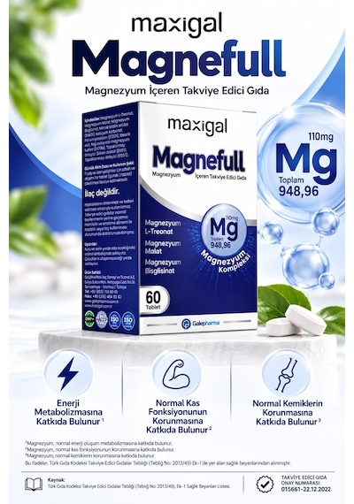 Maxigal Magnefull Magnezyum 60 Tablet