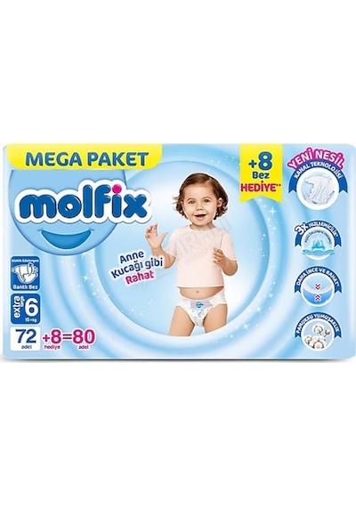 4 Adet Molfix Mega Paket Extra Large 80'li