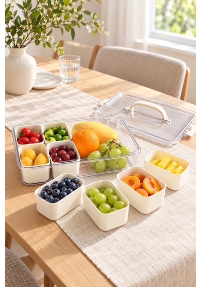 Emilahome Bölmeli Atıştırma Kabı Kahvaltılık Çok Amaçlı Organizer Gri - 878793679 Gri