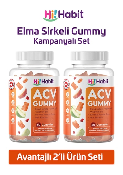 Hi Habit Elma Sirkesi Gummy B12 Folik Asit Takviyeli 2x60 Adet