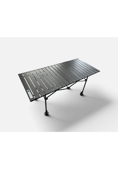 Campplus Yayla Ekstra Büyük Boy Katlanabilir Kamp Masası Teleskopik Ayaklı 120x55 Cm Gri - Siyah