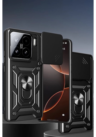 Xiaomi Mi 15 Uyumlu Kılıf Pars Lens Yüzüklü Silikon - Kırmızı