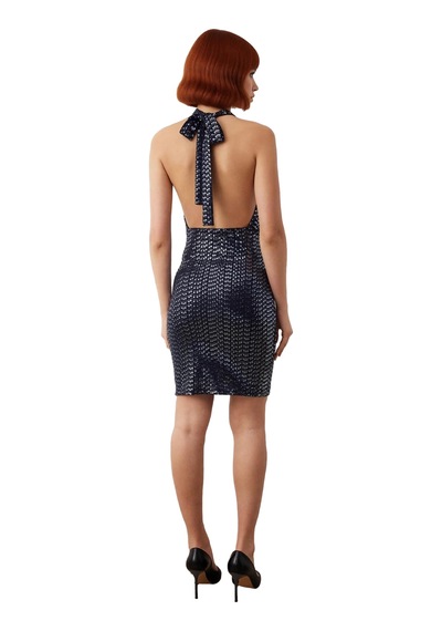 Ersefa Kadın Fashion Forward Örme Bodycon Mini Elbise Payet Detaylı Dega Lacivert