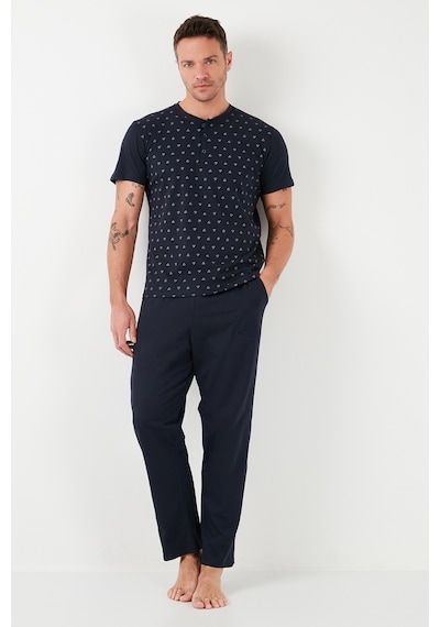 Buratti Pamuklu Beli Lastikli Regular Fit Kısa Kollu Erkek Pijama Takımı 6572009 Lacivert