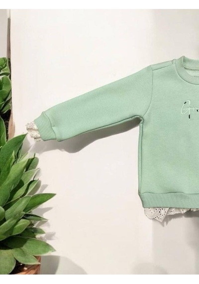Divonette Kız Bebek Şardonlu Grand Yazılı Sweatshirt-15095 Mint