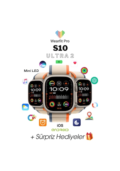 Wearfitpro Wearfit S10 Ultra 2 7 Kordonlu Akıllı Kol Saati Miniled Ekran Gri 49mm