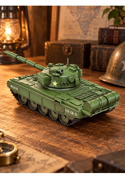 Dekoratif Metal Tank Vintage Retro Eskitme Nostaljik Tank Maketi Yeşil