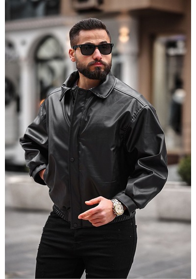 Old Money Culture Oversize Baharlık Kadife Ceket Siyah Deri