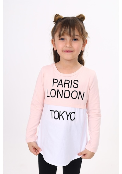 Toontoy Kids Toontoy Kız Çocuk Paris London Baskılı T-shirt Pudra