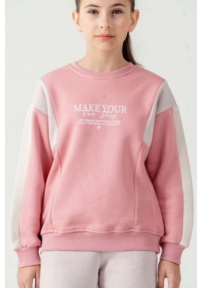 Kız Çocuk Make Your Baskılı 3 İplik Kalın Kışlık Eşofman Takımı Ak4227 Pembe
