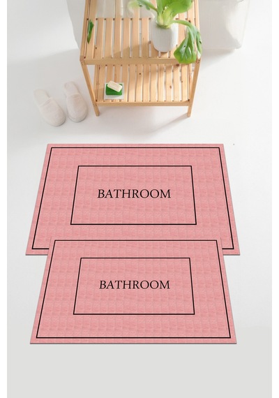 Buççin Online Mağaza Dijital Baskılı Yıkanabilir Ve Kaymaz Tabanlı Çerçeveli Bathroom Yazılı Banyo Paspası Klozet Takımı Çok Renkli