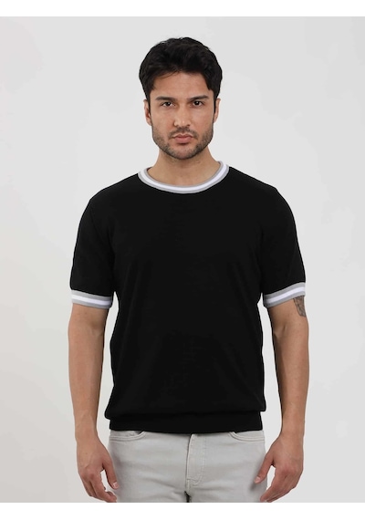 Dufy Siyah Erkek Slim Fit Düz O Yaka Kazak - 104656-siyah Siyah