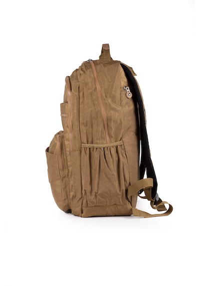 İmaks Büyük Boy 47 Cm Krinkıl Su Geçirmez Hafif Çok Gözlü Spor, Seyahat, Okul, Laptop Sırt Çantası 9-1b Taba