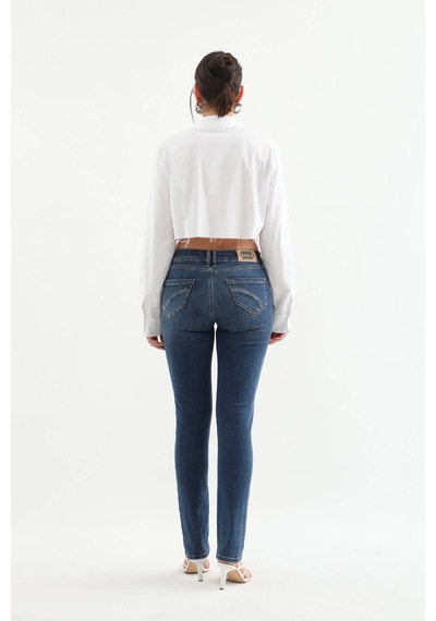 Kadın Likralı Slim Jean Pantolon Mavi 001