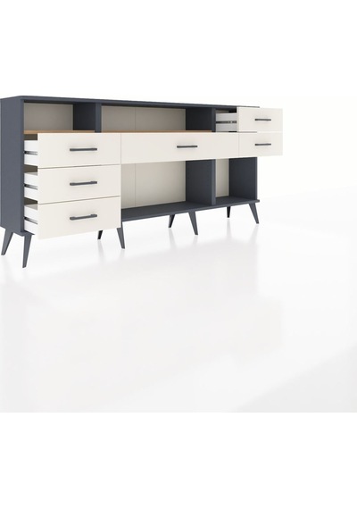Arges Konsol 2 Raflı 6 Çekmeceli 176x30x83 Antrasit-çam/aytaşı Çam/aytaşı Arges Konsol 2 Raflı 6 Çekmeceli 176x30x83 Antrasit-çam/aytaşı Çam/aytaşı