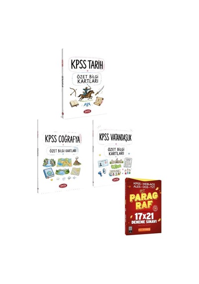 Data Yayınları Kpss Tarih+cografya+vatandaşlıl Özet Bilgi Kartları+evp Akademi Tyt Paragraf Rest 17 X 21 Deneme