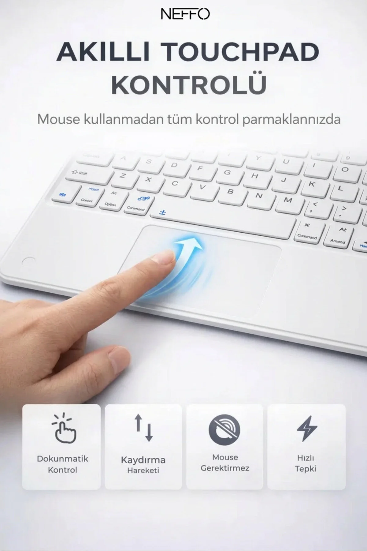 Touchpadli Kablosuz Klavye Sessiz Tuş Bilgisayar Tablet
