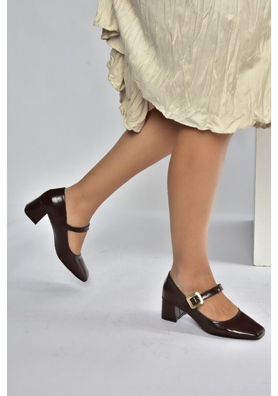 Fox Shoes T820010360 Kahverengi Rustik Kalın Topuklu Kadın Ayakkabı Kahverengi