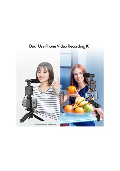 Telefon & Bilgisayar Mikrofon Kontrolörü Akıllı Gürültü Azaltma, Rüzgar Süngeri, Video Vlog Kiti Siyah