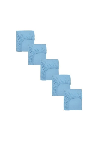5 Adet 40 X 80 + 10 Cm Anne Yanı Lastikli Penye Kumaş Bebek Çarşafı-mavi