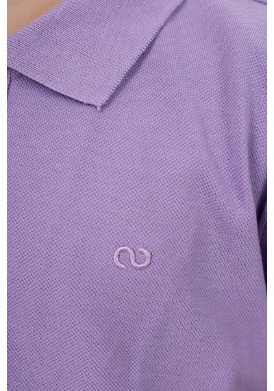 Toontoy Kids Toontoy Unisex Polo Yaka Düğmeli Uzun Kısa Tişört Lila