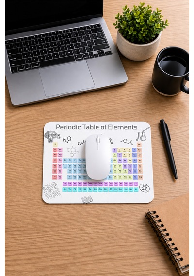 Periyodik Tablo Desenli Mouse Pad - 23x19 Cm Kaymaz Tabanlı Ergonomik Kimya Ve Bilim Fare Altlığı Çok Renkli