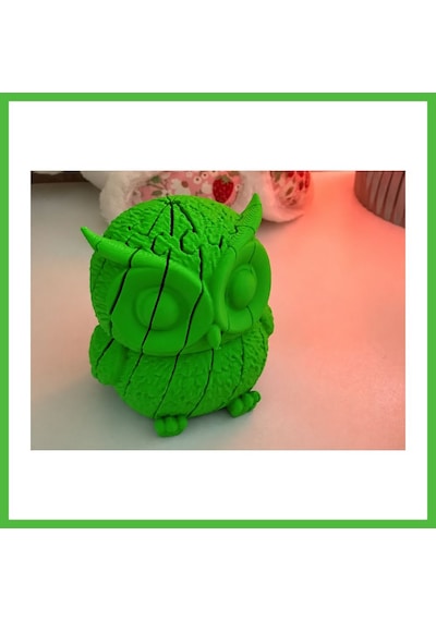 Vaveni 3d Baskı Hareketli Baykuş Figürü - Eklemli Flexi Oyuncak - Yeşil Arz