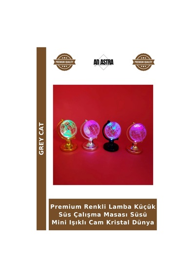 Premium Renkli Lamba Küçük Süs Çalışma Masası Süsü Mini Işıklı Cam Kristal Dünya Çok Renkli