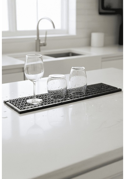 Zq Polimer 40x12 Cm Kauçuk Bar Mat, Bulaşık Kurutma Matı, Tencere Altlığı, Cam Kenarı Saksı Altlığı Siyah