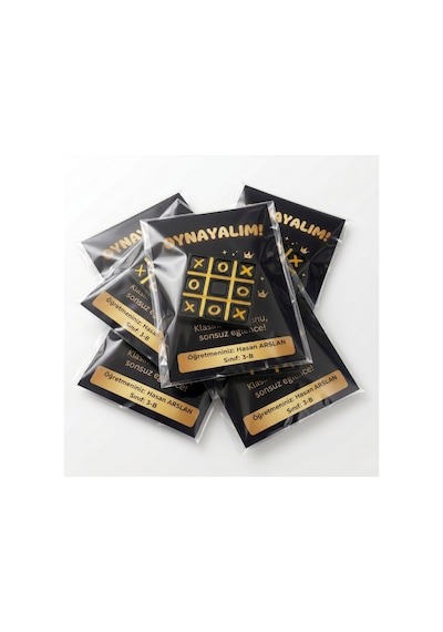 Xox Oyunu Karışık 10'lu Paket Kişiye Özel Öğretmen Adı Yazılı Kartlı Mini Tic Tac Toe Okul Karne Sınıf Hediyesi