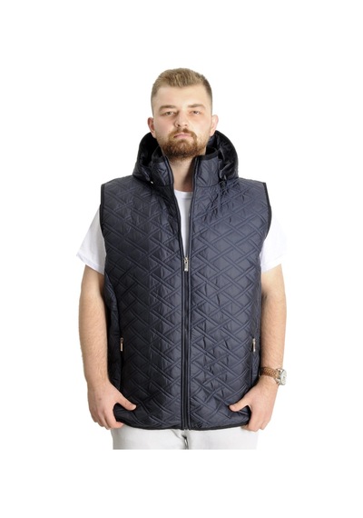 Mode Xl Büyük Beden Erkek Yelek Kapüşonlu Kapitone 23710 Açık Lacivert 001