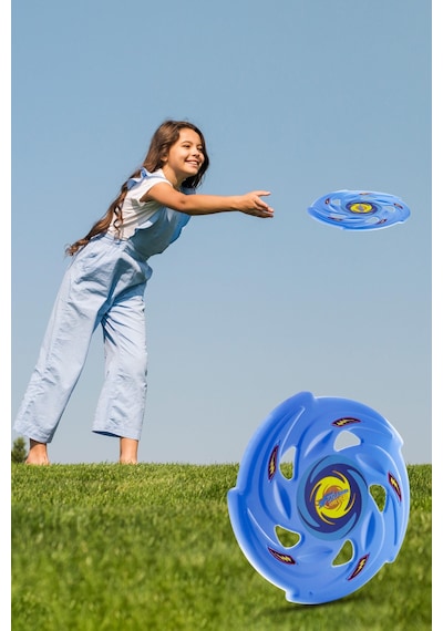 Frisbee Frizbi Fırlatma Diski Disk Atma Oyunu Çocuk Yetişkin Plaj Bahçe Oyuncak 24 cm Mavi