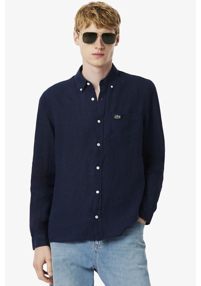 Lacoste Men's Regular Fit Button-down Collar Linen Shirt Erkek Düğmeli Yaka Keten Gömlek Lacivert Lacoste Men's Regular Fit Button-down Collar Linen Shirt Erkek Düğmeli Yaka Keten Gömlek Lacivert