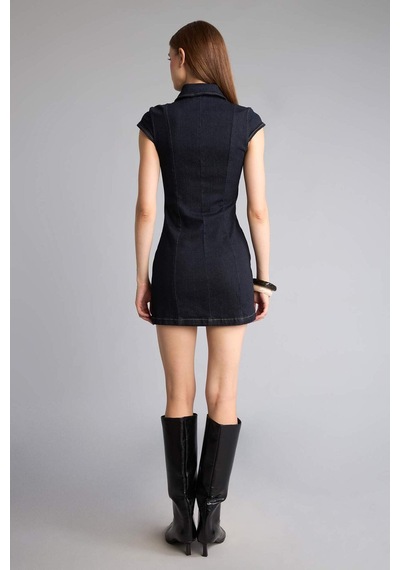 Defacto Fermuarlı Mini Jean Elbise H6340ax26smnm82 Mavi-nm82