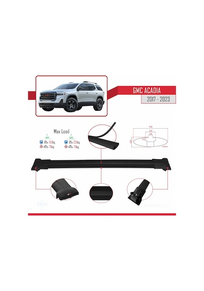 Gmc Acadia 2017-2023 Arası İle Uyumlu Fly Model Ara Atkı Tavan Ba