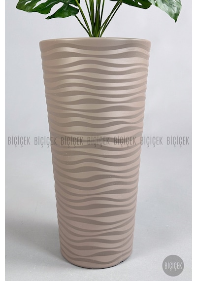 Biçiçek Yapay Monstera Deve Tabani Bi̇tki̇si̇ 130 Cm Mocha Kumsal Saksıda