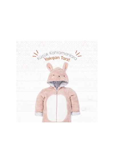 Gezenbebe Hero Kahraman Kapüşonlu Welsoft Bebek Tulum Kırmızı