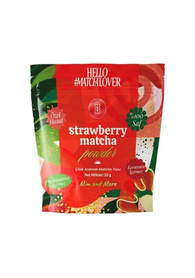 Strawberry Matcha Powder - Çilek Aromalı Matcha Tozu Doypack, 25 Gr