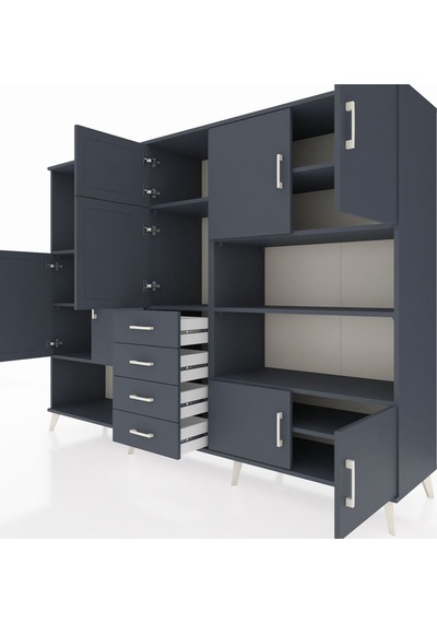Hyperion Dolap 9 Raflı 4 Çekmeceli 8 Kapaklı 220x44x163 Antrasit- Antrasit-antrasit Hyperion Dolap 9 Raflı 4 Çekmeceli 8 Kapaklı 220x44x163 Antrasit- Antrasit-antrasit