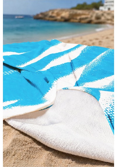 Mavi Beyaz Marine Çizgili Plaj Havlusu - Modern Akdeniz Stil Hızlı Kuruyan Mikrofiber Havlu Keten Esinti