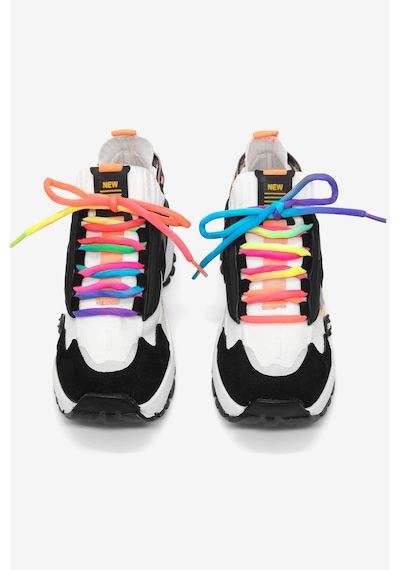 Tonny Black Rahat Kalıp Renkli Lastik Boğazlı Bağcıklı Sneaker Kadın Siyah Beyaz Sneaker Tbtdyz1903