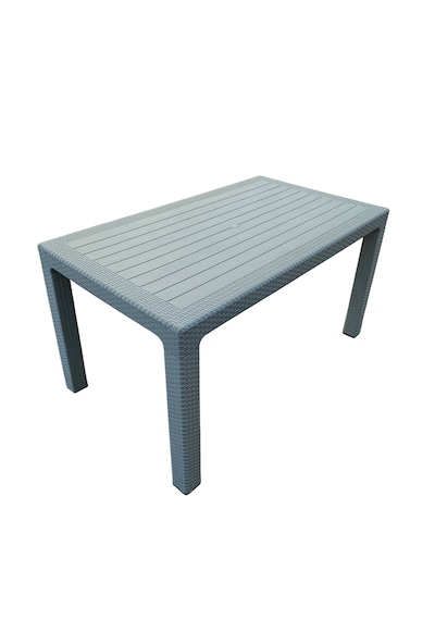 Evko Mobilya Rattan 80x140 Masa, Plastik Masa, Bahçe Balkon Teras Masası, Kare Masa, Dış Mekan Masası Cappuccino