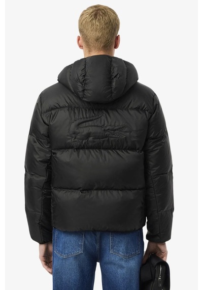 Lacoste Relaxed Fit Down Fill Jacket Kaz Tüyü Dolgu Sabit Kapüşonlu Siyah Mont Siyah