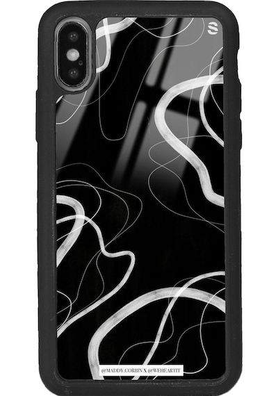 Apple Uyumlu iPhone X - Xs Black Wave Tasarımlı Glossy Telefon Kılıfı Siyah
