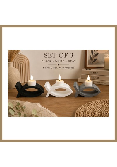 Bezos 3d Baskı 3lü Balık Figürlü Dekoratif Mumluk Seti - Tealight Mumluk, Modern Ev Ve Ofis Dekoru 22 Çok Renkli