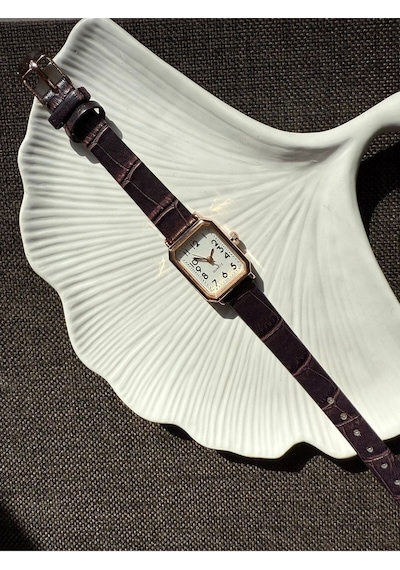 Rubsey Vintage Kadın Kol Saati Retro Minimal Deri Dordon Rose Kasa Gri