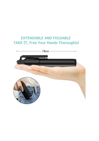 R1s Selfie Çubuğu Led Işıklı Bluetooth Kumandalı Özçekim Sopası Yatay Dikey Kullanılabilen Tripod