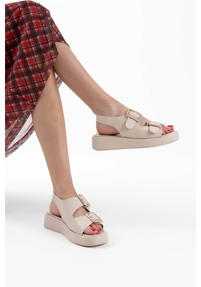 Trendella Bej Cilt Kadın Sandalet Tr17my02c Siyah