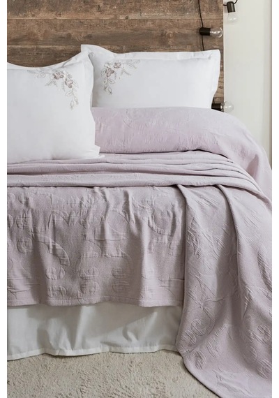 Şaheser Home Collection Yatak Örtüsü Seti Çift Kişilik Derek Lila Renkli