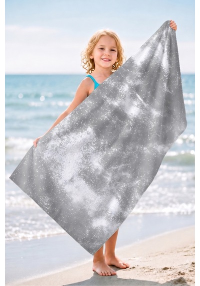 Gri Mermer Efektli Plaj Havlu Örtüsu - Modern Soyut Dokulu Hızlı Kuruyan Mikrofiber Havlu Örtü Pastel Şakayık